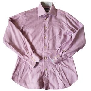 Eredi Pisano Roma ITALY Spread Collar Dress Shirt Slim Fit Red Medium